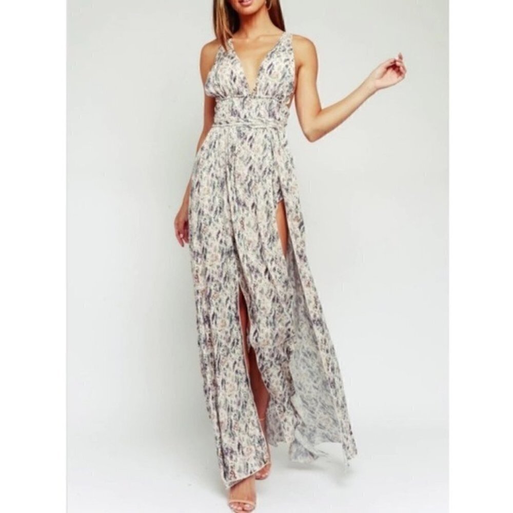 NEW Olivaceous Amy Blush Snake Print Maxi Dress S